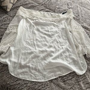 Denim 24/7 white lace off the shoulder top
